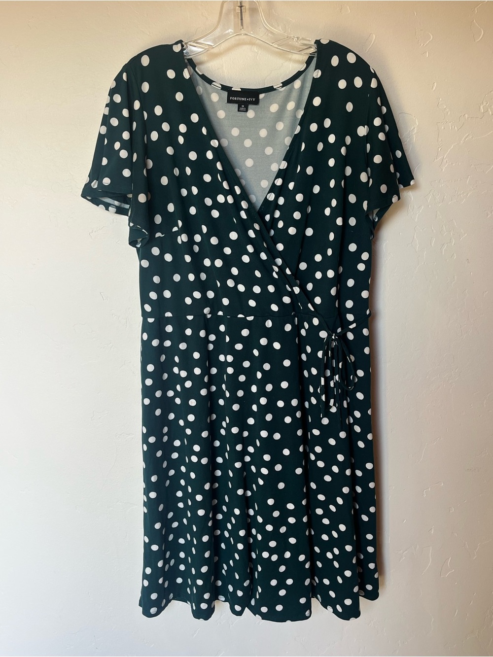 Hunter Green & White Polka Dot Wrap-Style Midi Dress